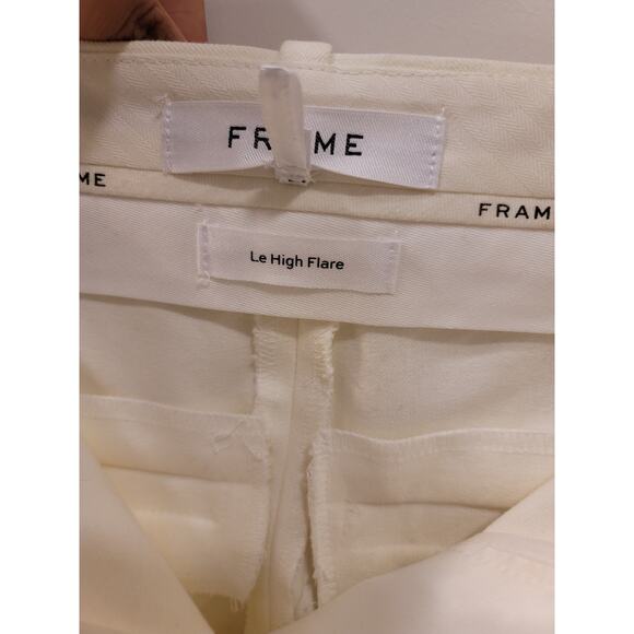 Frame Le High Flare Stretch Cotton Trouser White Pants - Picture 7 of 8